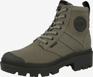 Palladium Lace-Up Ankle Boots in Green: front