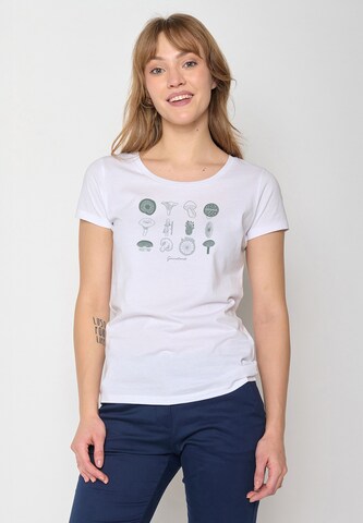 T-shirt 'Bike Mushrooms 2' GREENBOMB en blanc : devant