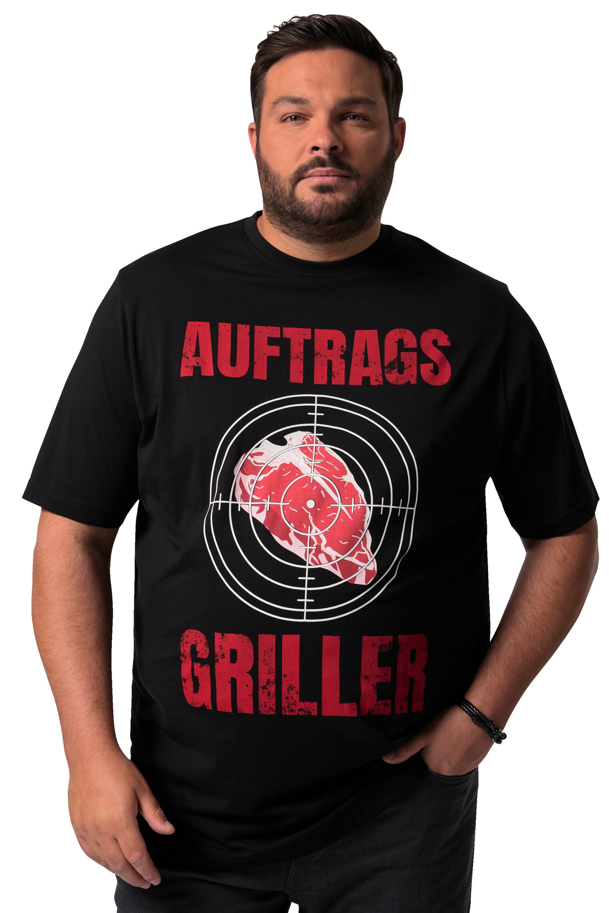 Men Plus Shirt in Black: front