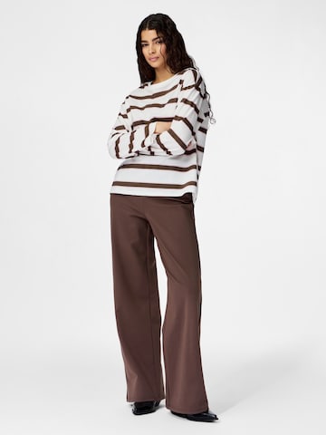 PIECES Wide leg Trousers 'PCGunhild' in Brown