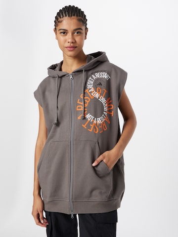 ADIDAS BY STELLA MCCARTNEY Athletic Zip-Up Hoodie 'Sleeveless' in Grey: front