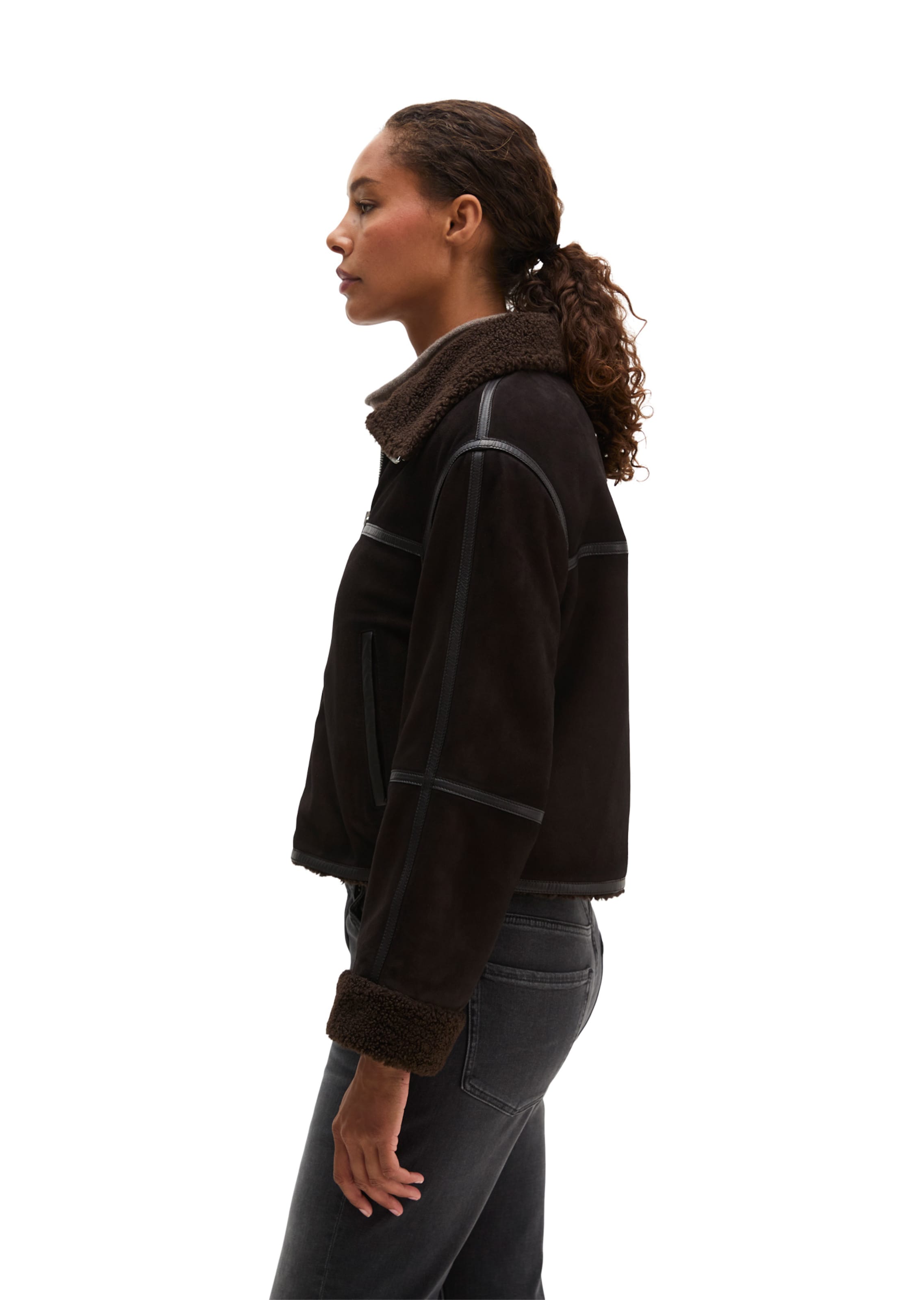 Veste mi-saison Marc O'Polo en marron : sur le côté
