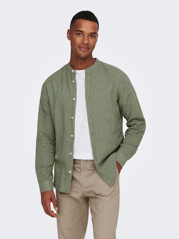 Only & Sons Slim fit Overhemd 'Caiden' in Groen: voorkant