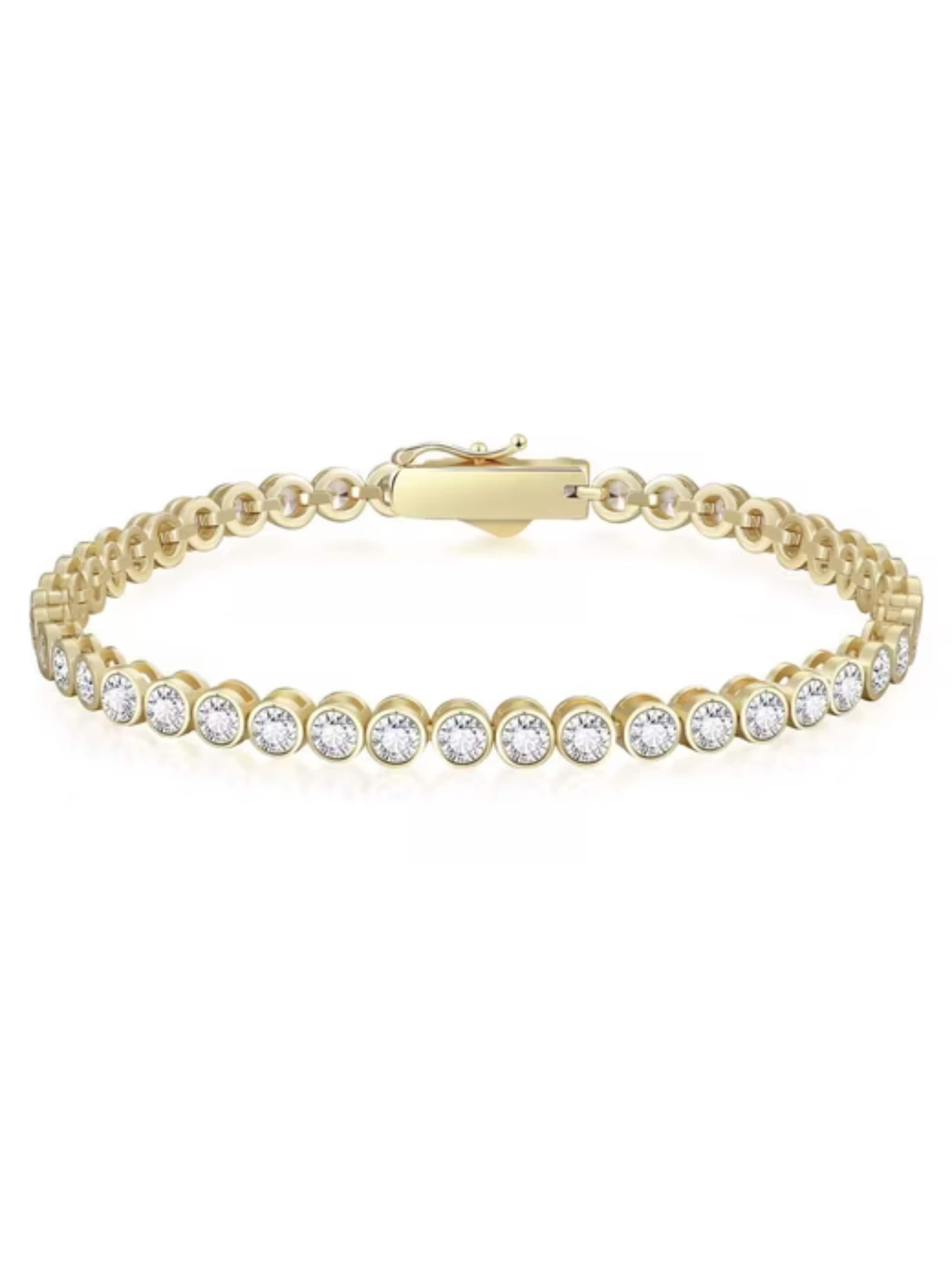 ROUGEMONT Jewellery Bracelet 'Funkelnde Tennisarmband 925 Sterling Silber 18K Gold' in Gold: front