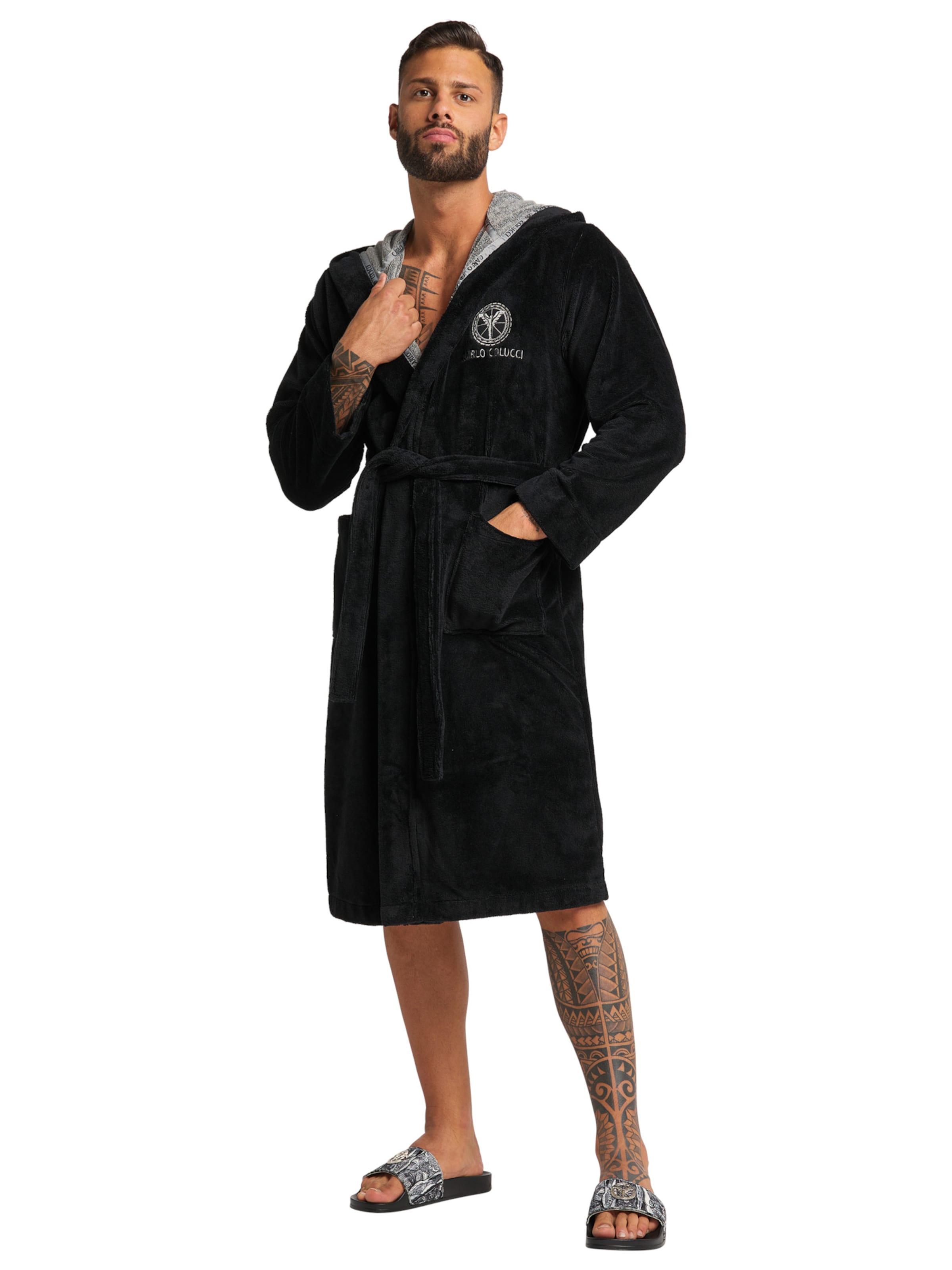 Carlo Colucci Badjas kort ' Como ' in Zwart