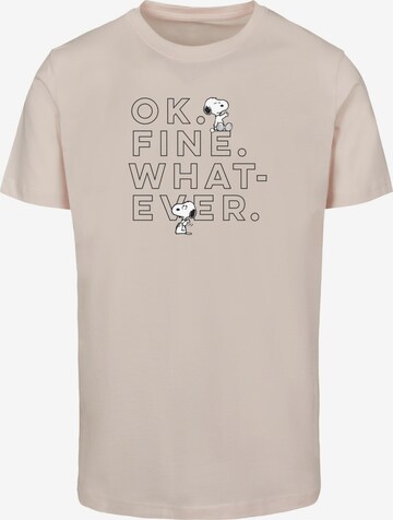 Maglietta 'Peanuts - Ok Fine Whatever' di Merchcode in rosa: frontale