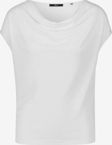 zero Shirt mit Wasserfallausschnitt in Weiß: predná strana