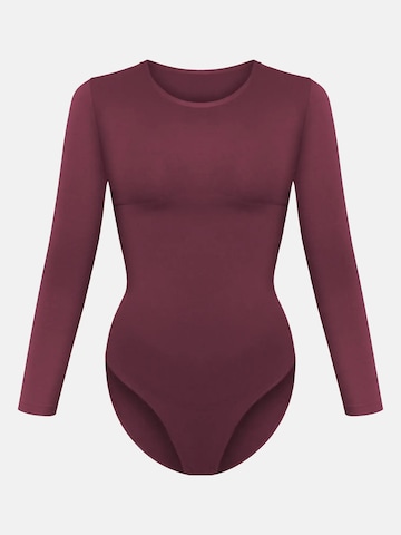 cfab - Body moldeador 'Clean Longsleeve Crewneck Sculpting Bodysuit with Slip' en rojo: frente