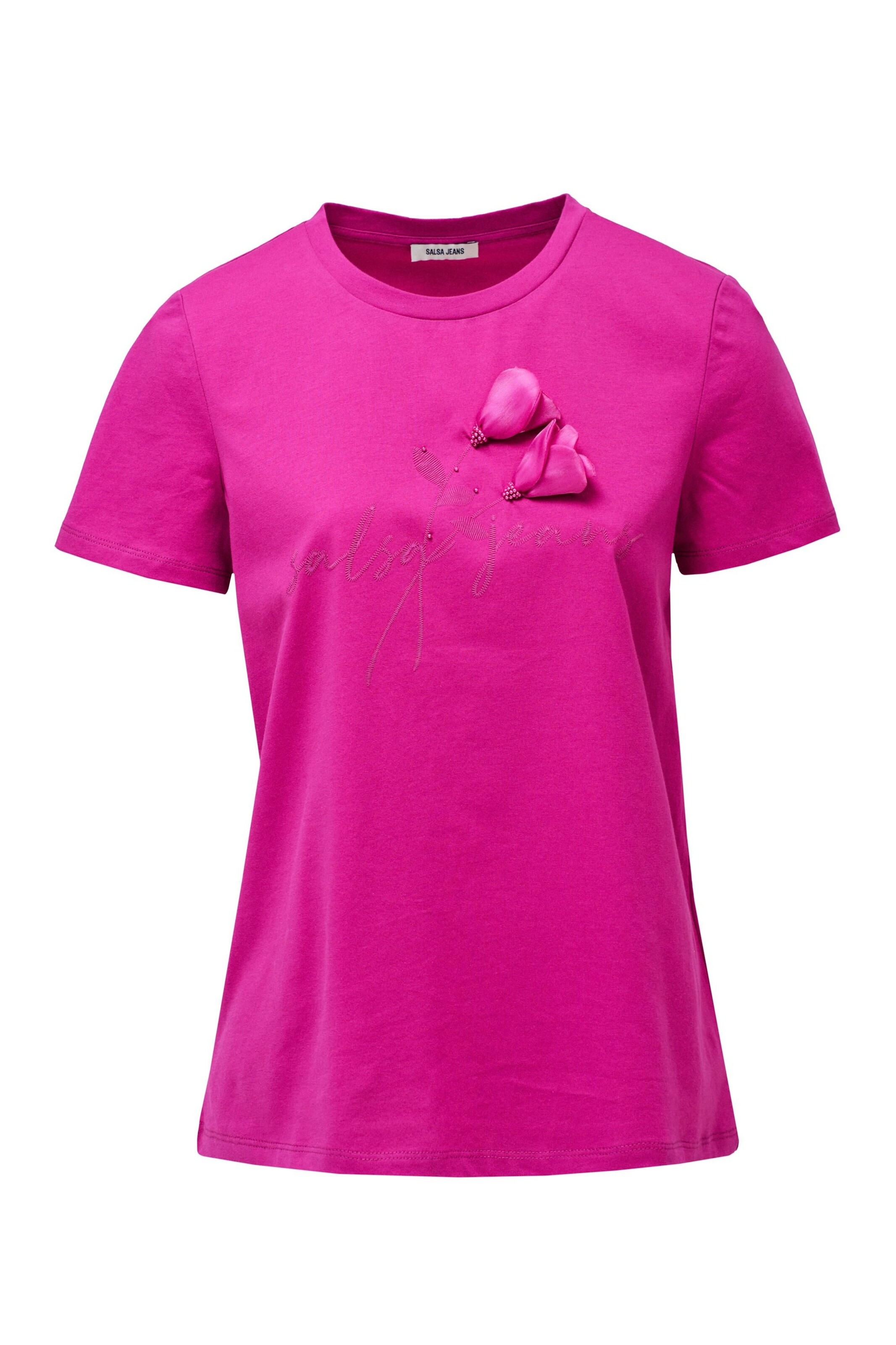 Salsa Jeans T-Shirt in dunkelpink, Produktansicht