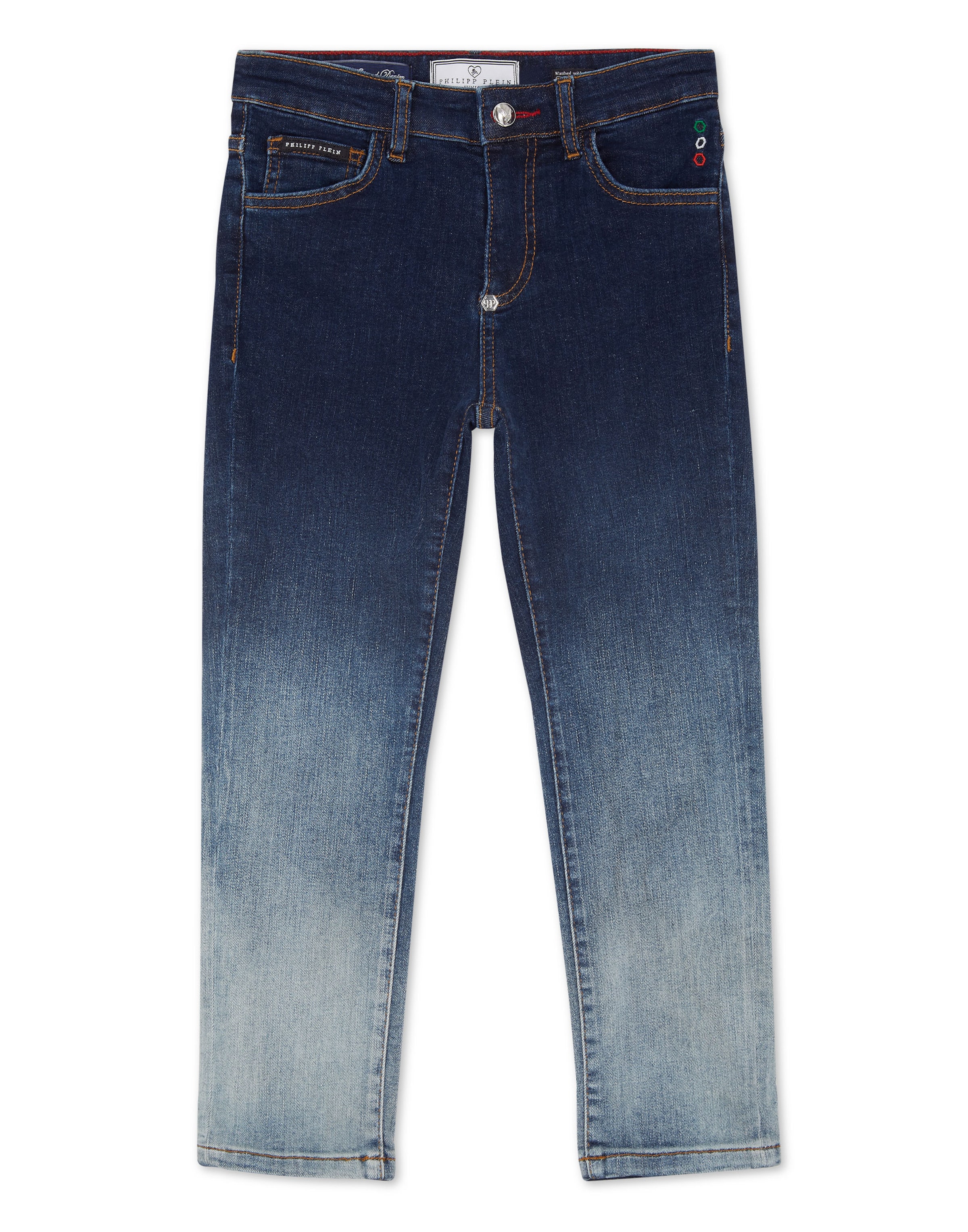 Philipp Plein - regular Vaquero 'Bulldogs' en azul: frente