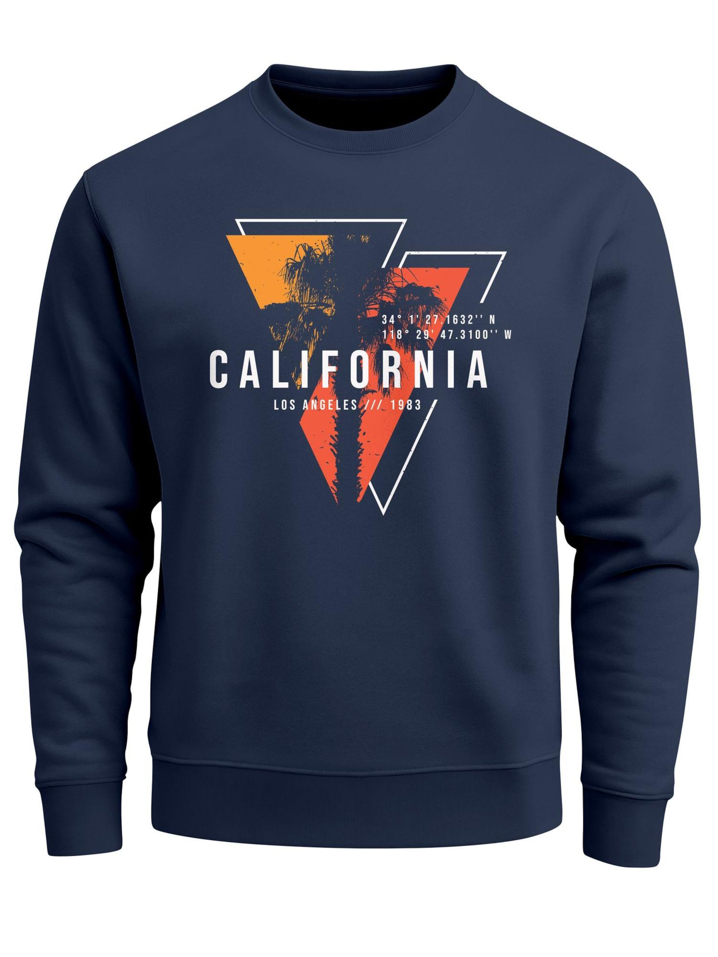 Neverless Sweatshirt 'California geometric'‌‌‌‌‌‌‌‌‌ in Blau: Vorderseite