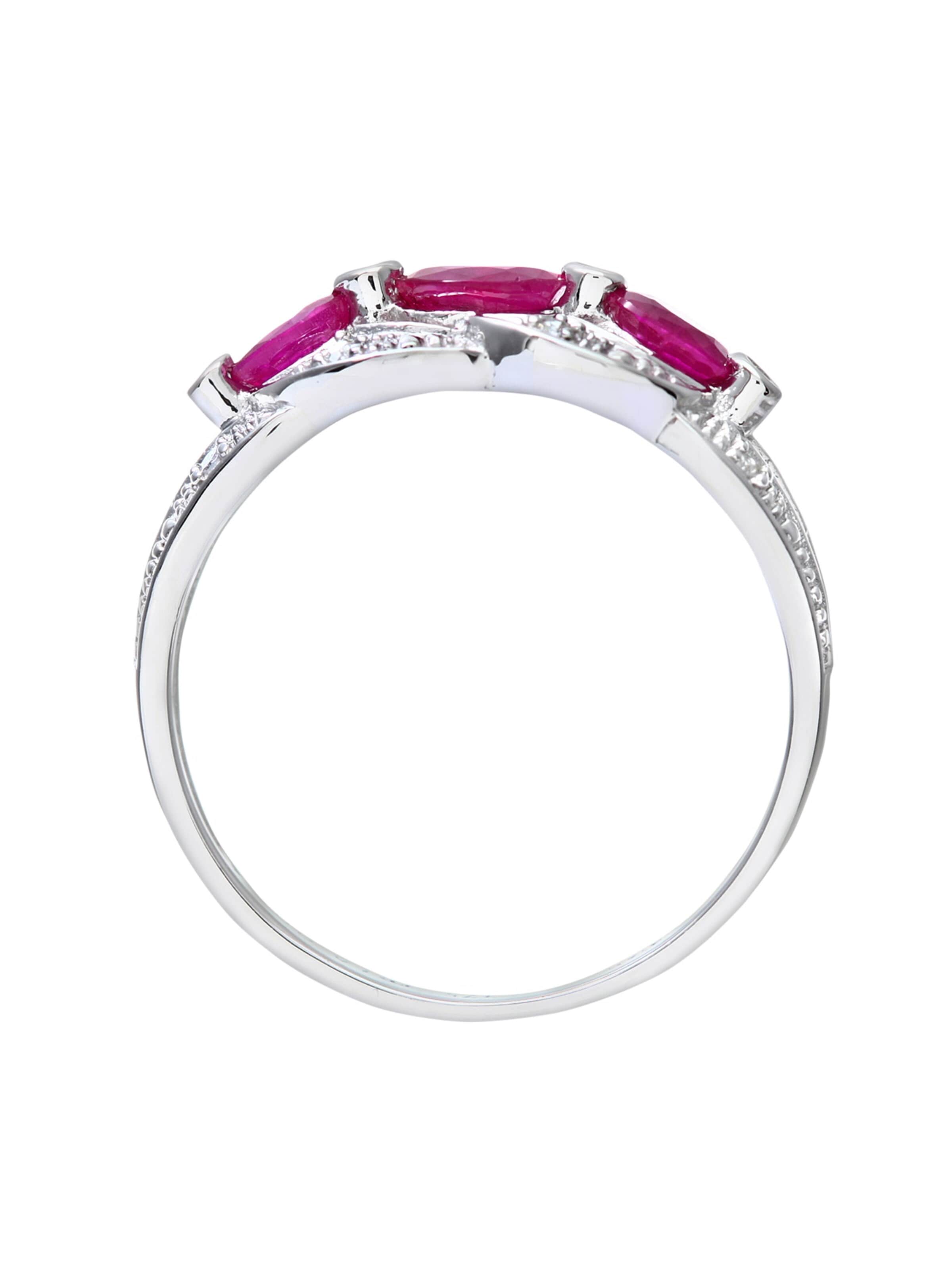 DIAMANT LETERNEL Ring 'Ring aus 375 Weißgold mit Diamant mit Rubin' in Silver