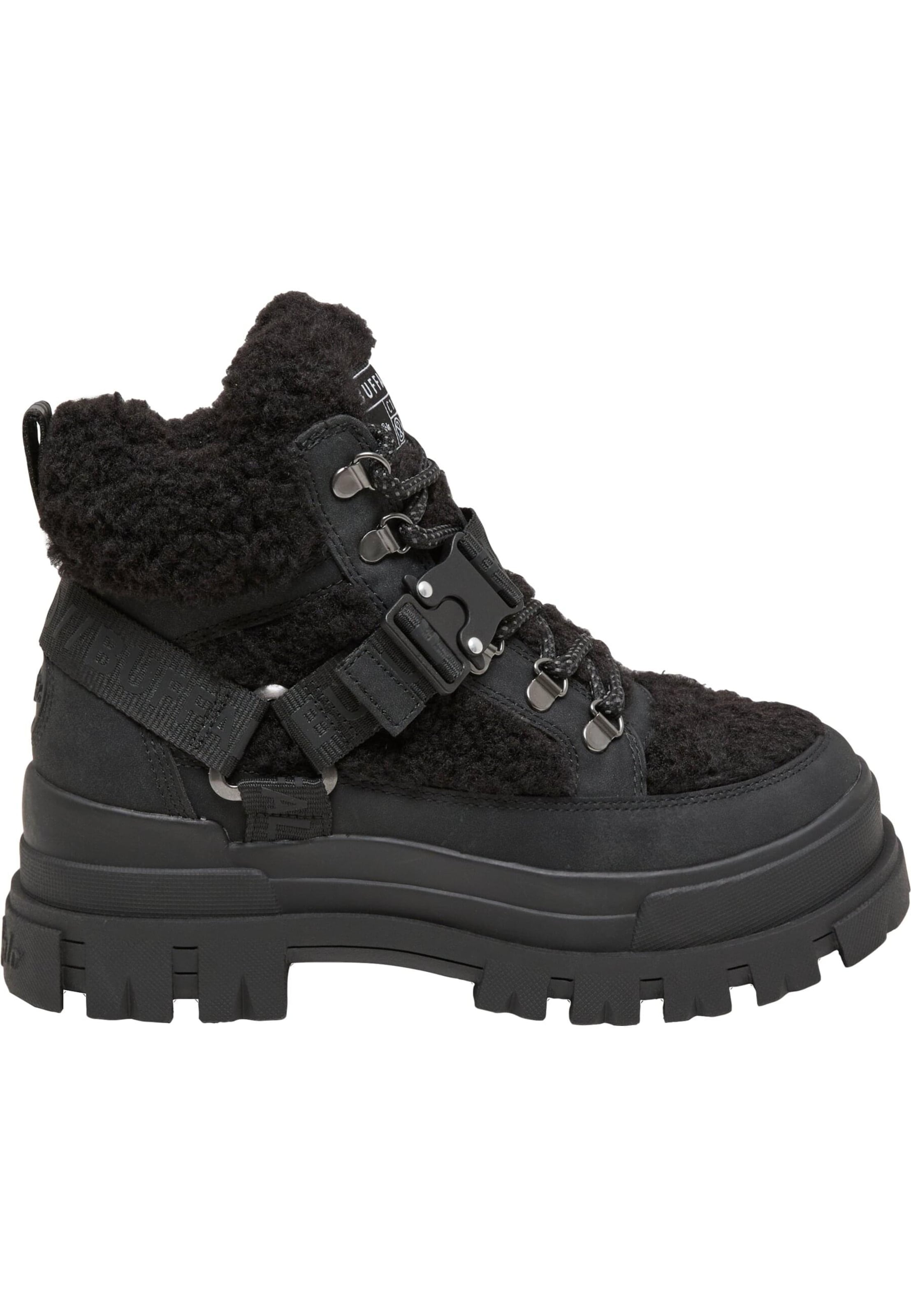 BUFFALO - Botines con cordones 'Aspha' en negro: frente