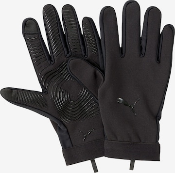 PUMA Athletic Gloves in Black: front