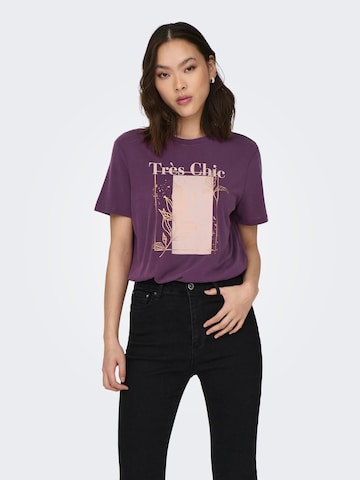 T-shirt 'Free Life' ONLY en violet : devant