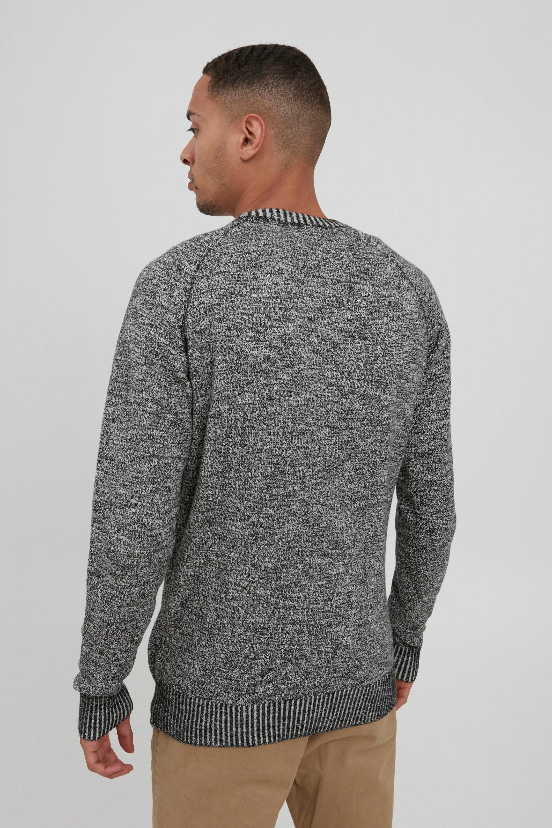 Männer Pullover & Strick Solid Strickpullover 'Thian' in Graumeliert - PW03796 Männer Pullover & Strick Solid Strickpullover 'Thian' in Graumeliert - PW03796