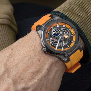 Lotus Analog Watch in Orange: front