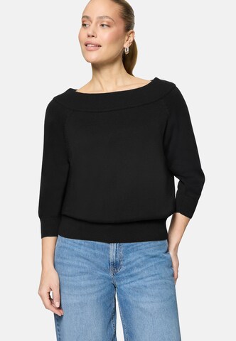 zero Strickpullover mit Carmenausschnitt in Schwarz: Vorderseite