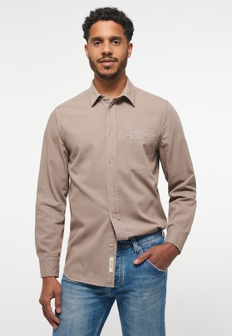 MUSTANG Regular fit Button Up Shirt in Brown: front