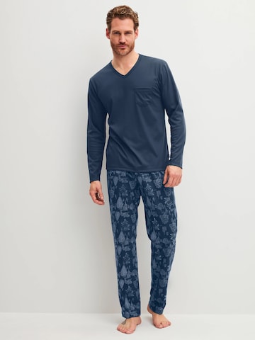 CALIDA Long Pajamas 'Relax Streamline' in Blue: front