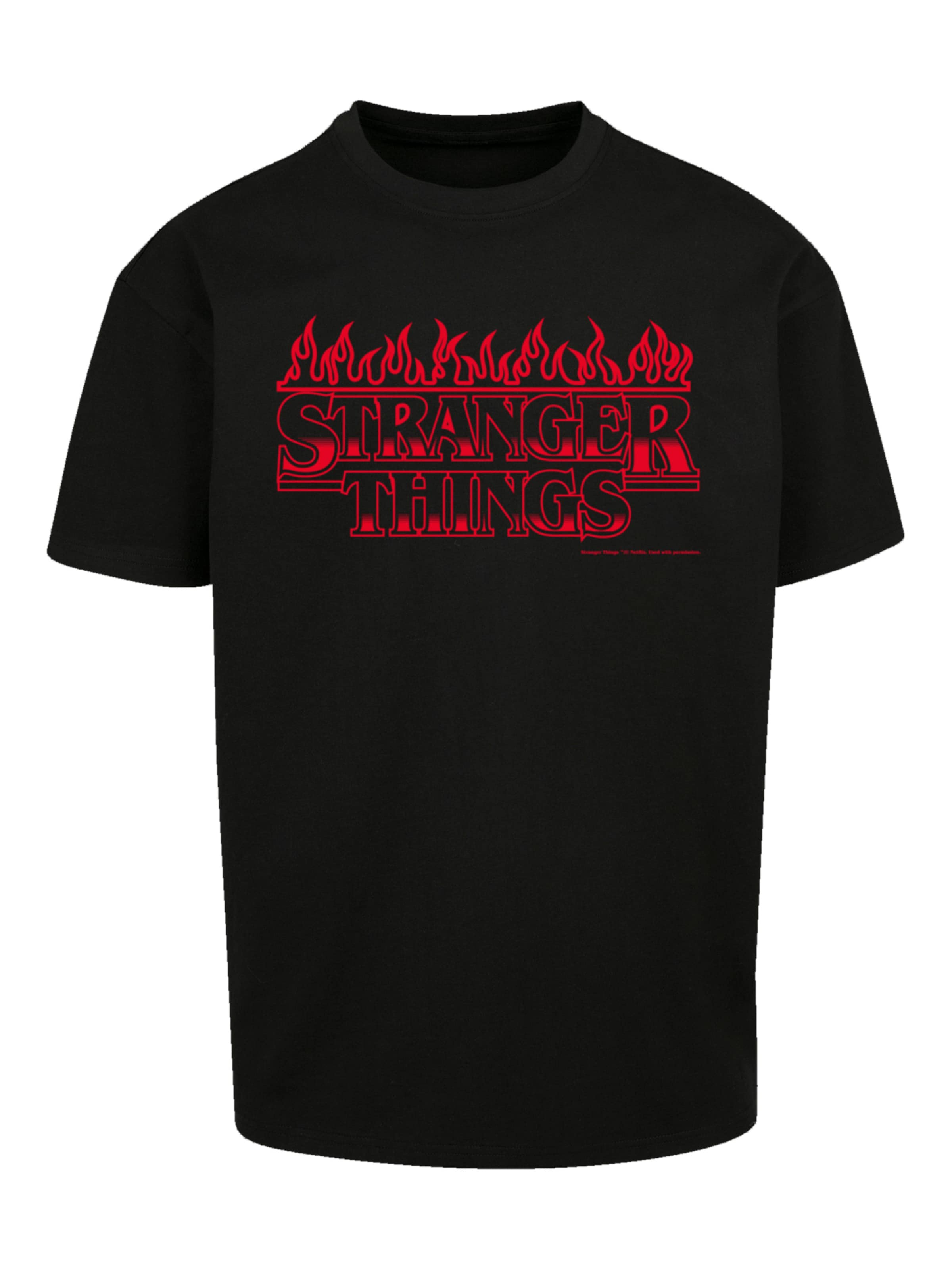 F4NT4STIC T-Shirt 'Stranger Things Flames Netflix TV Series' in Schwarz: Vorderseite