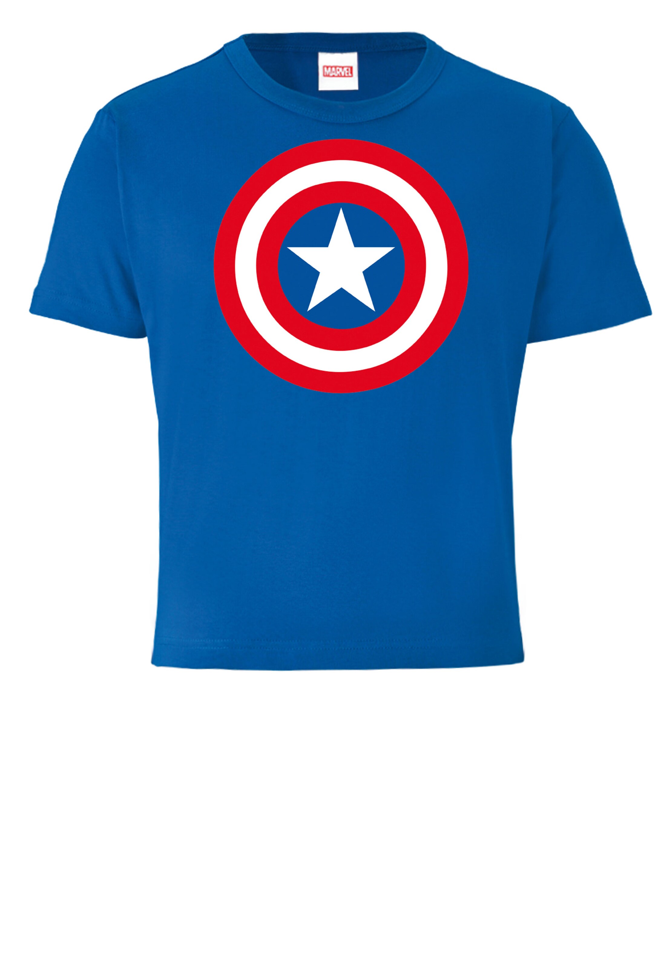 LOGOSHIRT Shirt 'Marvel Comics' in Blauw: voorkant