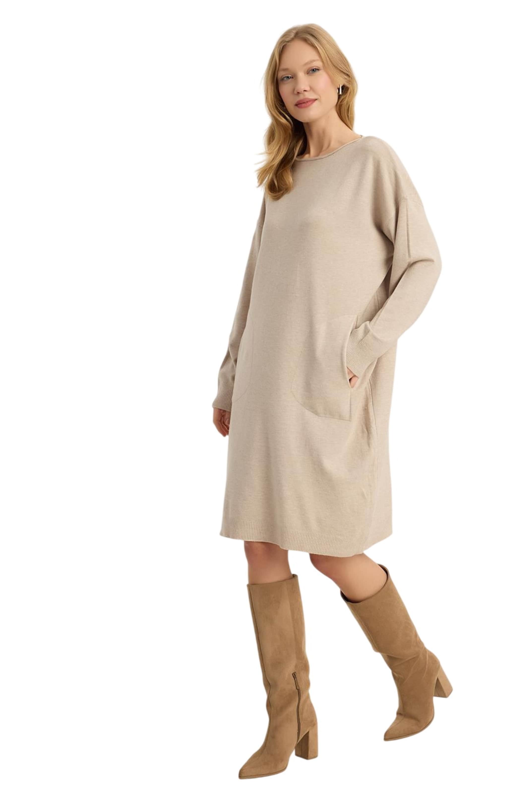 HOME STORE Gebreide jurk in Beige