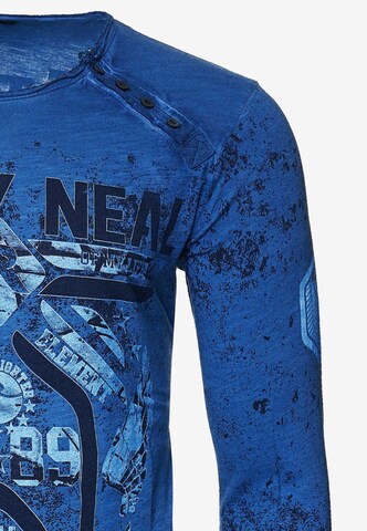 Rusty Neal Langarmshirt mit angesagten Prints in Blau