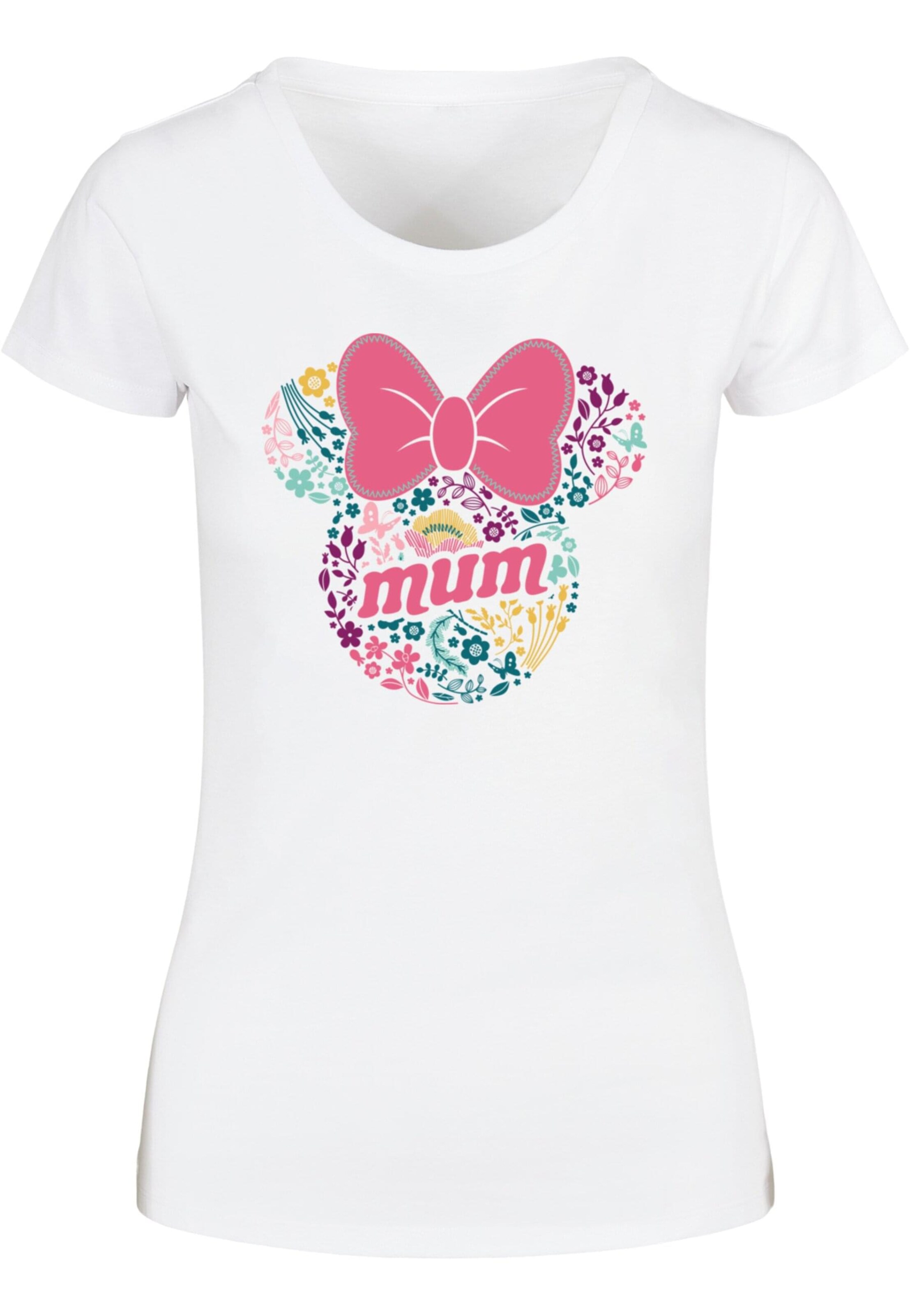 ABSOLUTE CULT Shirt 'Mother's Day - Minnie Mum Flower' in Wit: voorkant
