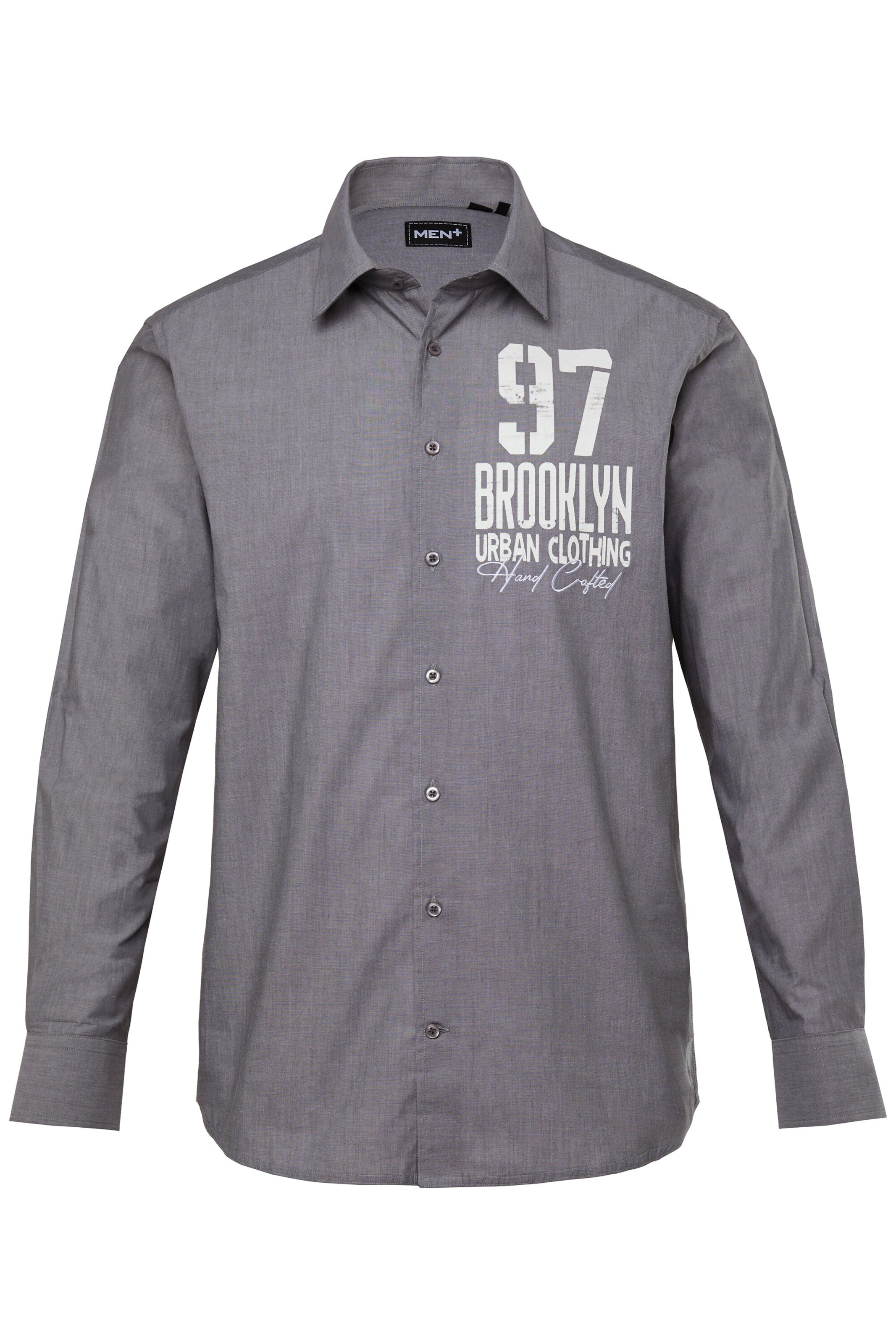 Men Plus Regular Fit Hemd in Grau: Vorderseite