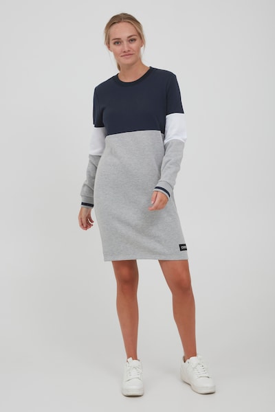 Oxmo Sweatkleid 'Omila' in dunkelblau / graumeliert / weiß, Modelansicht