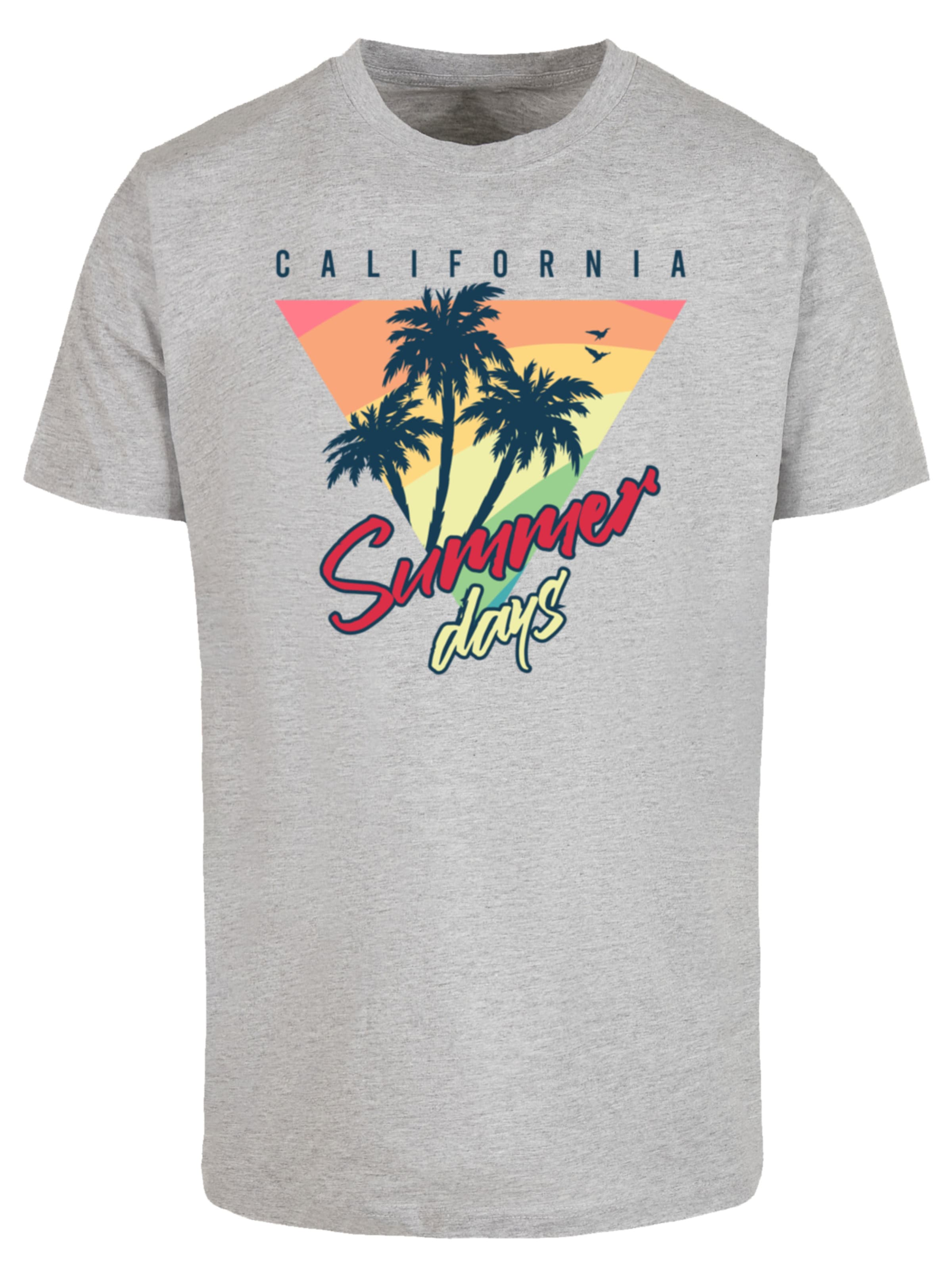 T-Shirt 'California Palmen Retro' F4NT4STIC en gris : devant