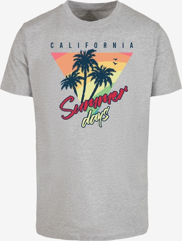 T-Shirt 'California Palmen Retro' F4NT4STIC en gris : devant