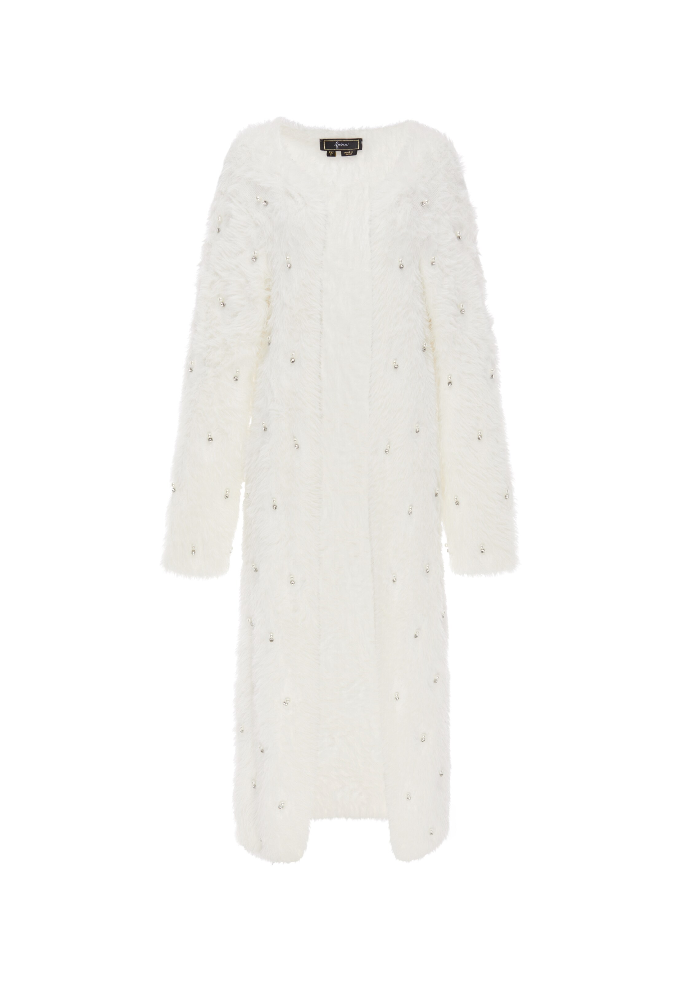 faina Gebreid vest in Wit: voorkant