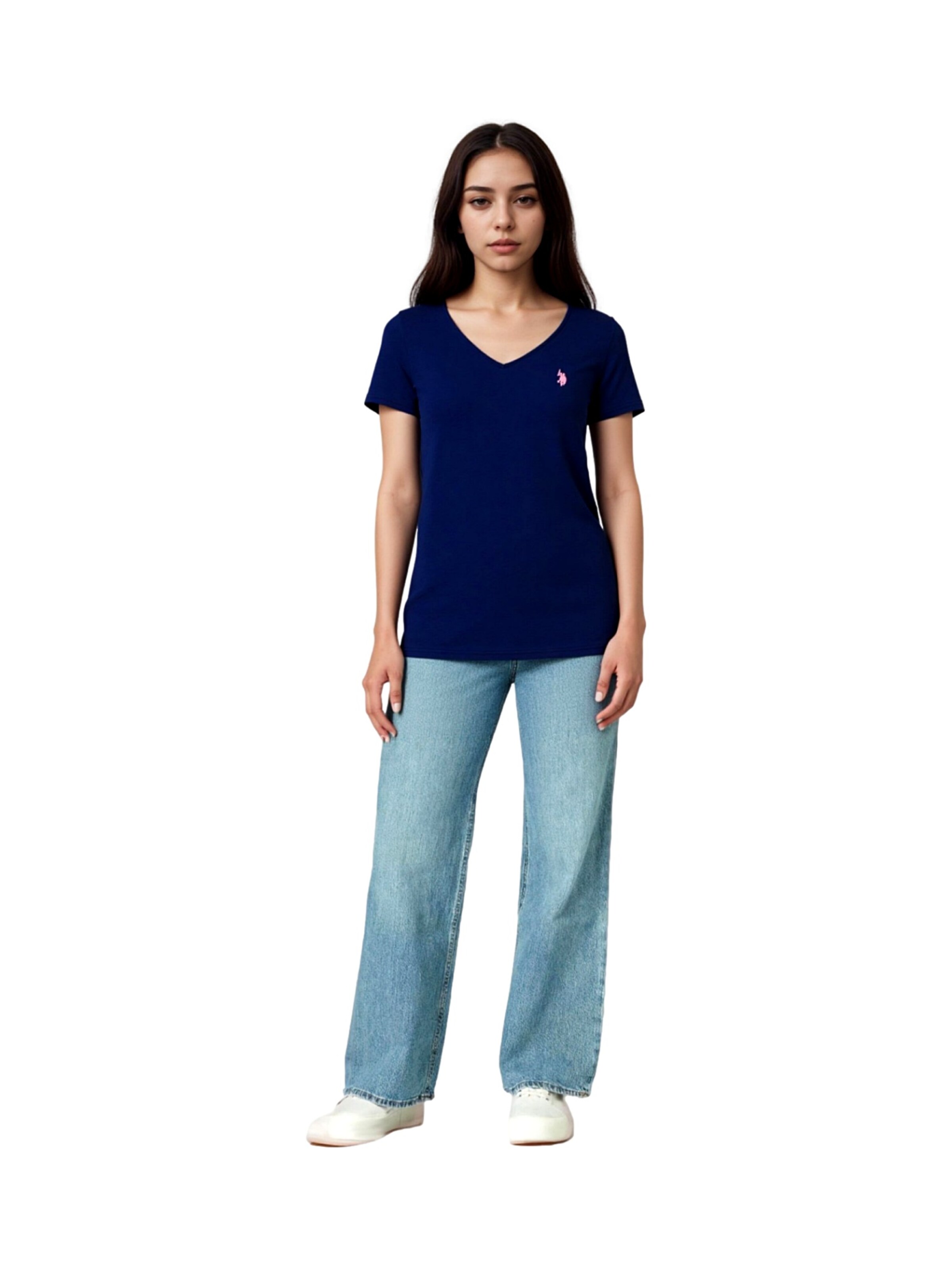 U.S. POLO ASSN. Shirt 'V-Neck' in Blauw
