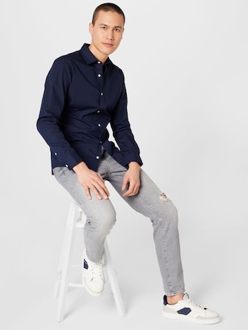 JACK & JONES Slim fit Button Up Shirt in Blue