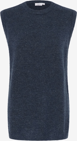 SAINT TROPEZ Gebreide bodywarmer 'Zanett' in Blauw: voorkant