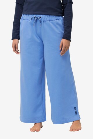 Ulla Popken Wide leg Broek in Blauw: voorkant