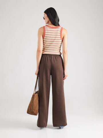 PIECES Wide leg Pants 'PCChilli' in Brown