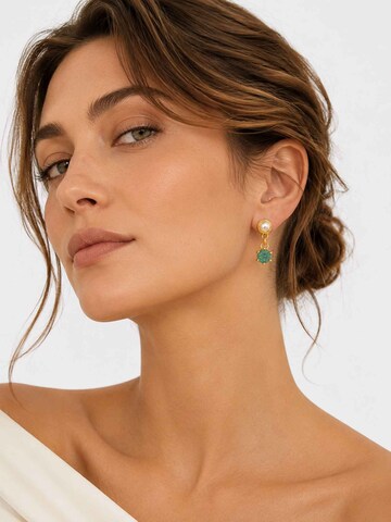 RteRme Náušnice 'Ersa Glass Pearl Seafoam Crystal Drop Earrings' – zlatá: přední strana