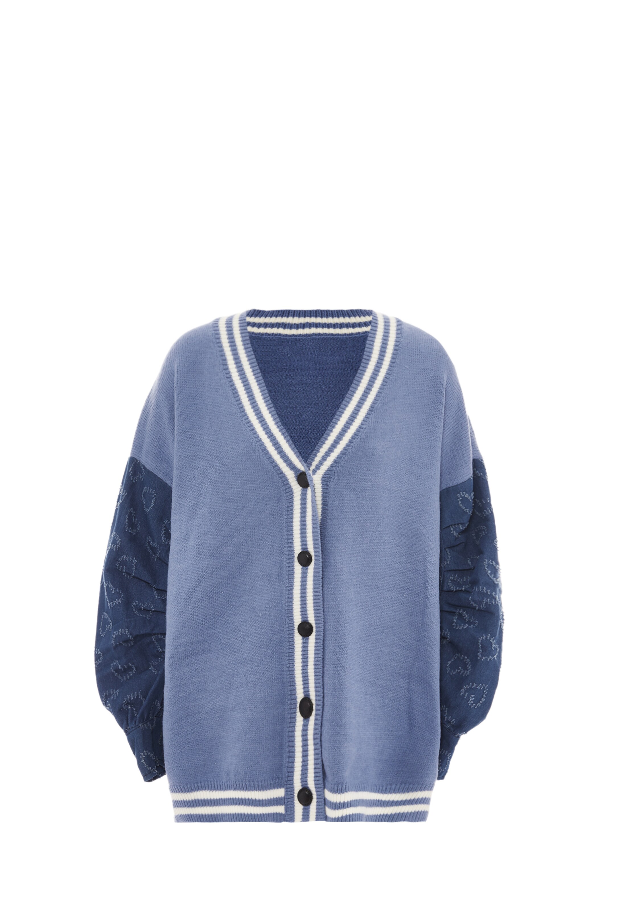 SANIKA - Casaco de malha em azul: frente