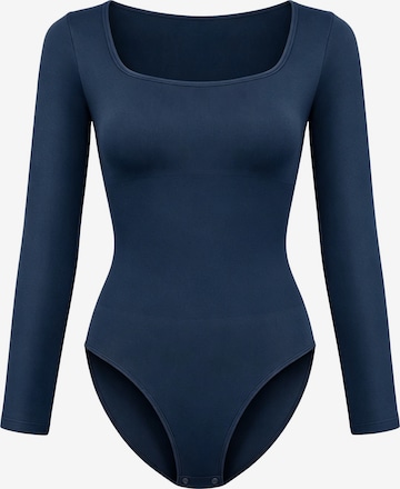 cfab - Body moldeador 'Clean Longsleeve Squareneck Sculpting Bodysuit with Slip' en azul: frente