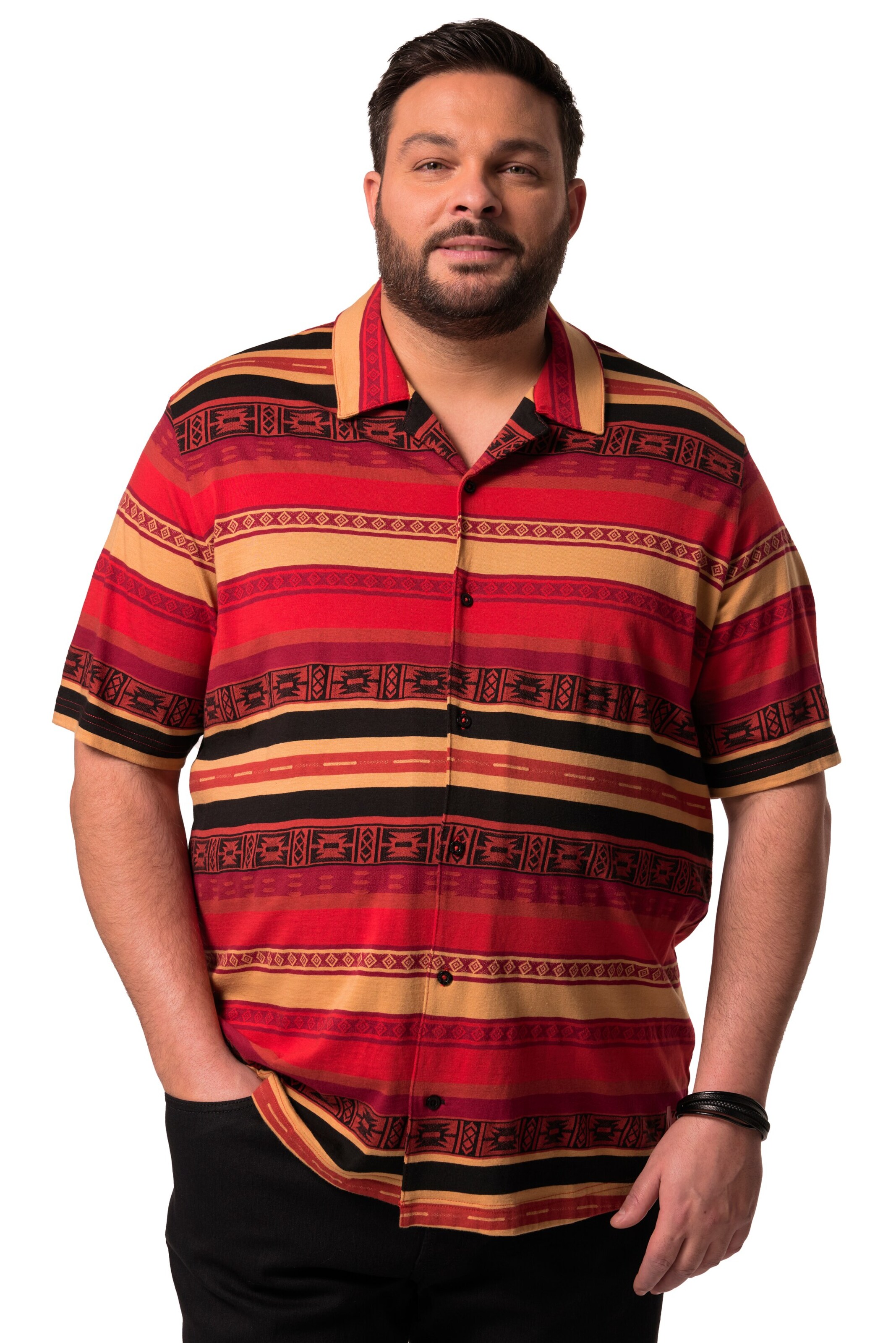 Men Plus Comfort fit Overhemd in Rood: voorkant