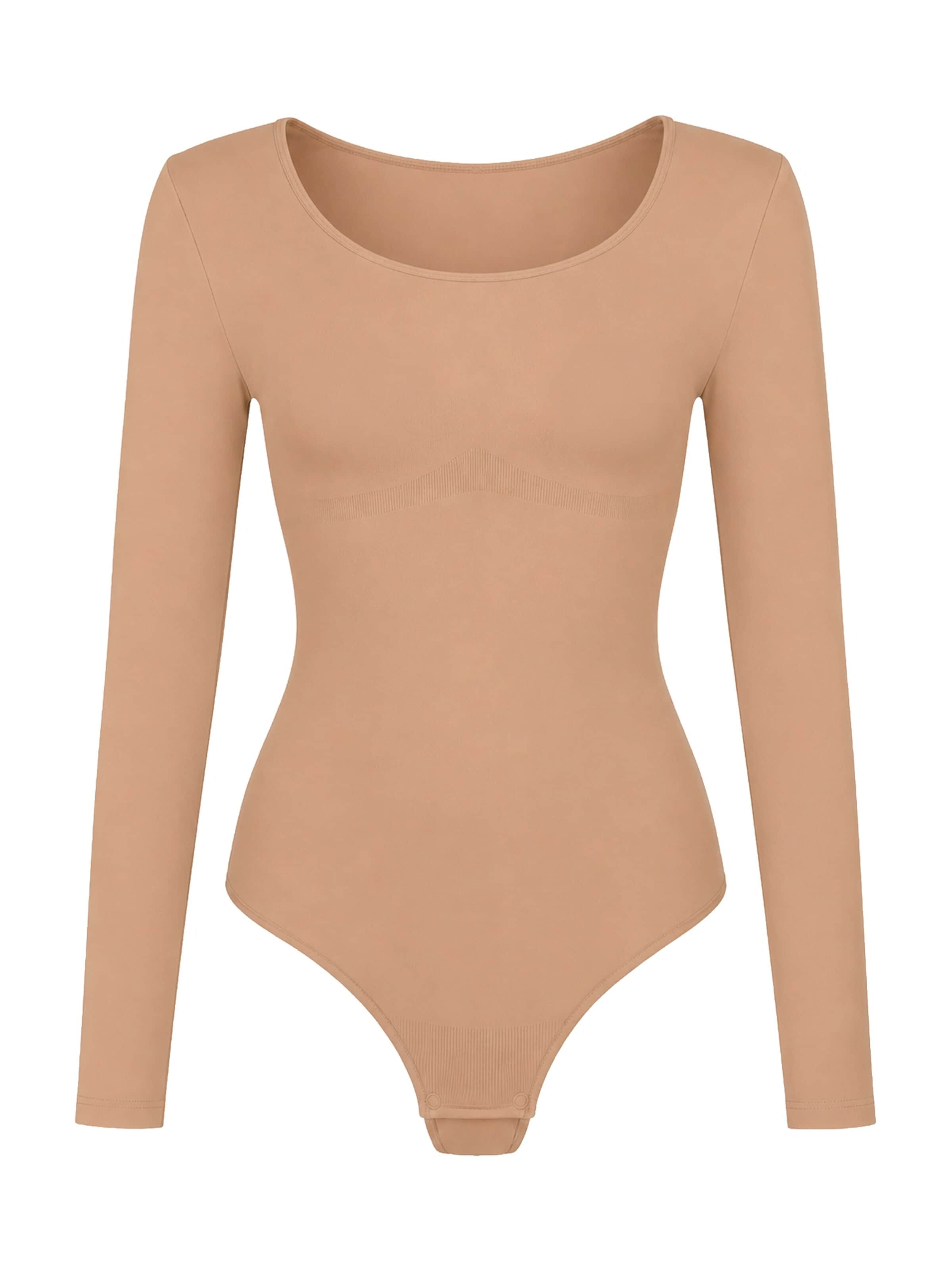 Body modellante 'Longsleeve Sculpting Bodysuit with String' di cfab in beige: frontale