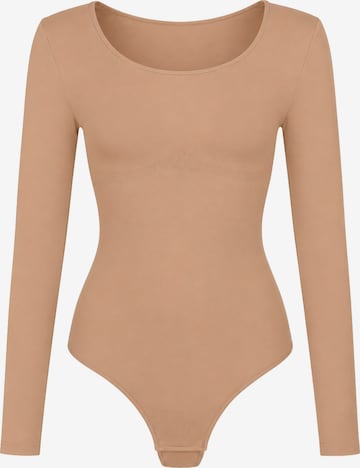 Body modellante 'Longsleeve Sculpting Bodysuit with String' di cfab in beige: frontale