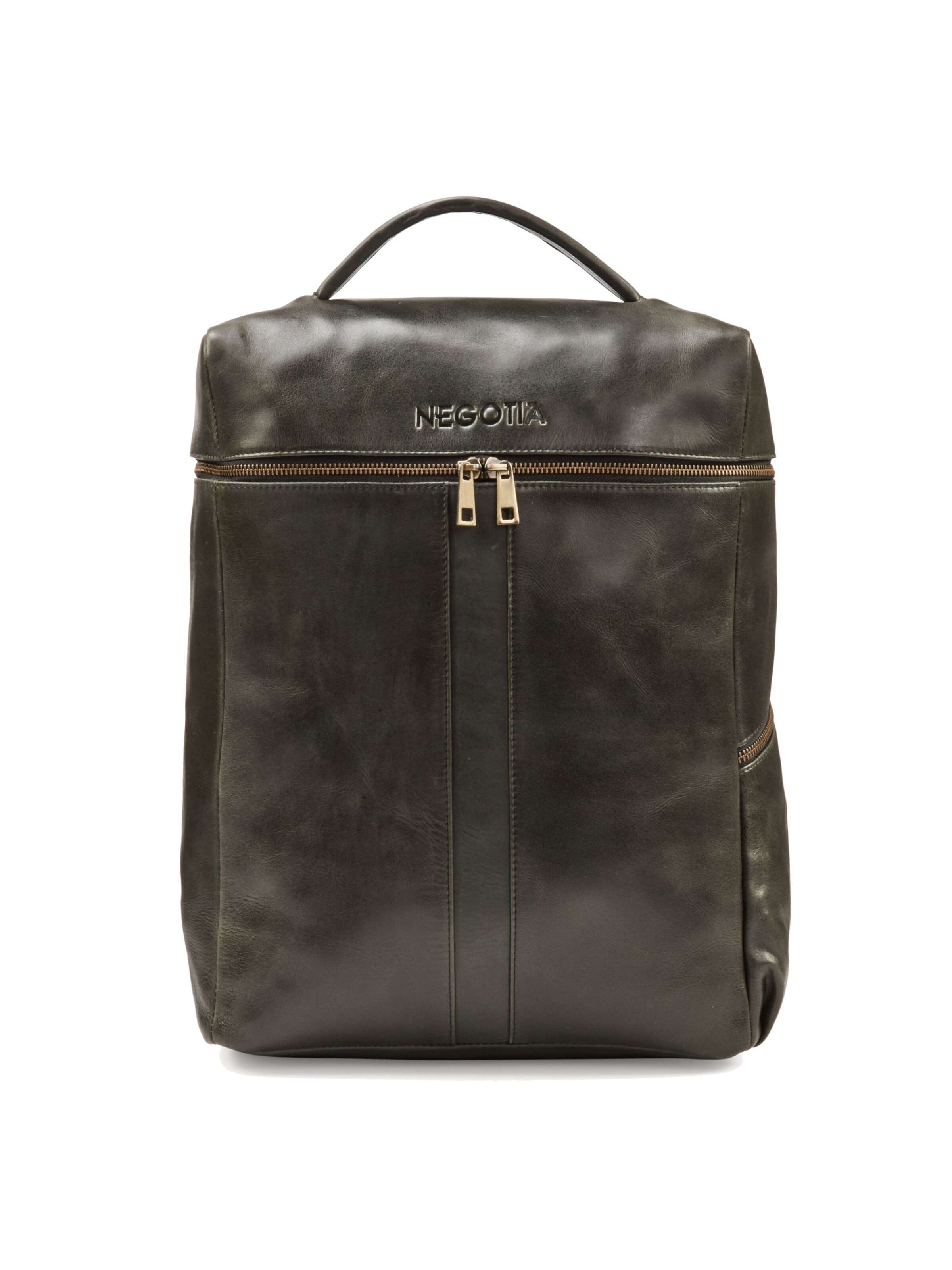 NEGOTIA Leather Backpack 'Alpha Travel' in Black: front
