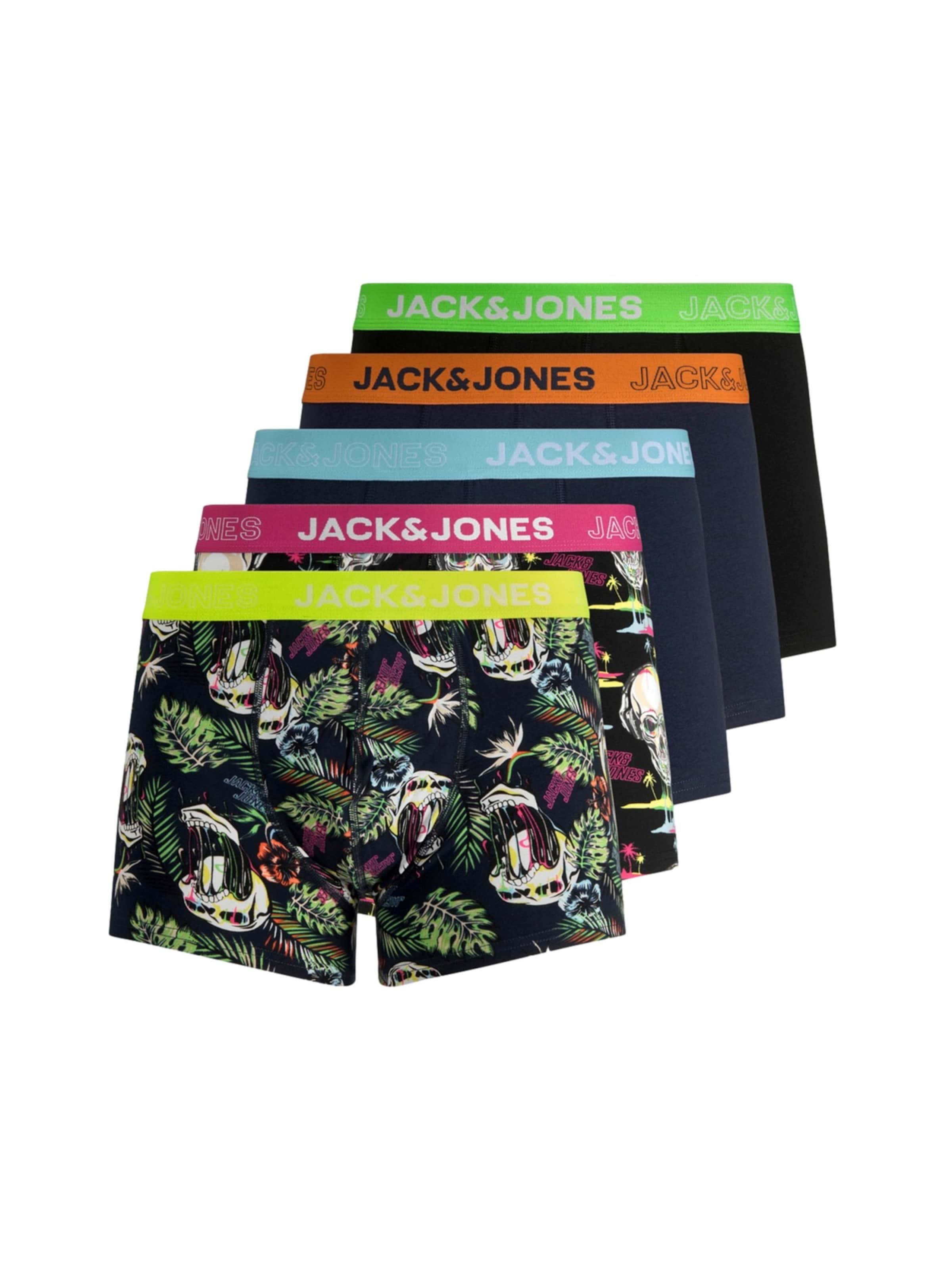JACK & JONES Boxerky 'JACMelting Skull', veľkosť L - tmavomodrá / svetlozelená / oranžová / čierna, Produkt