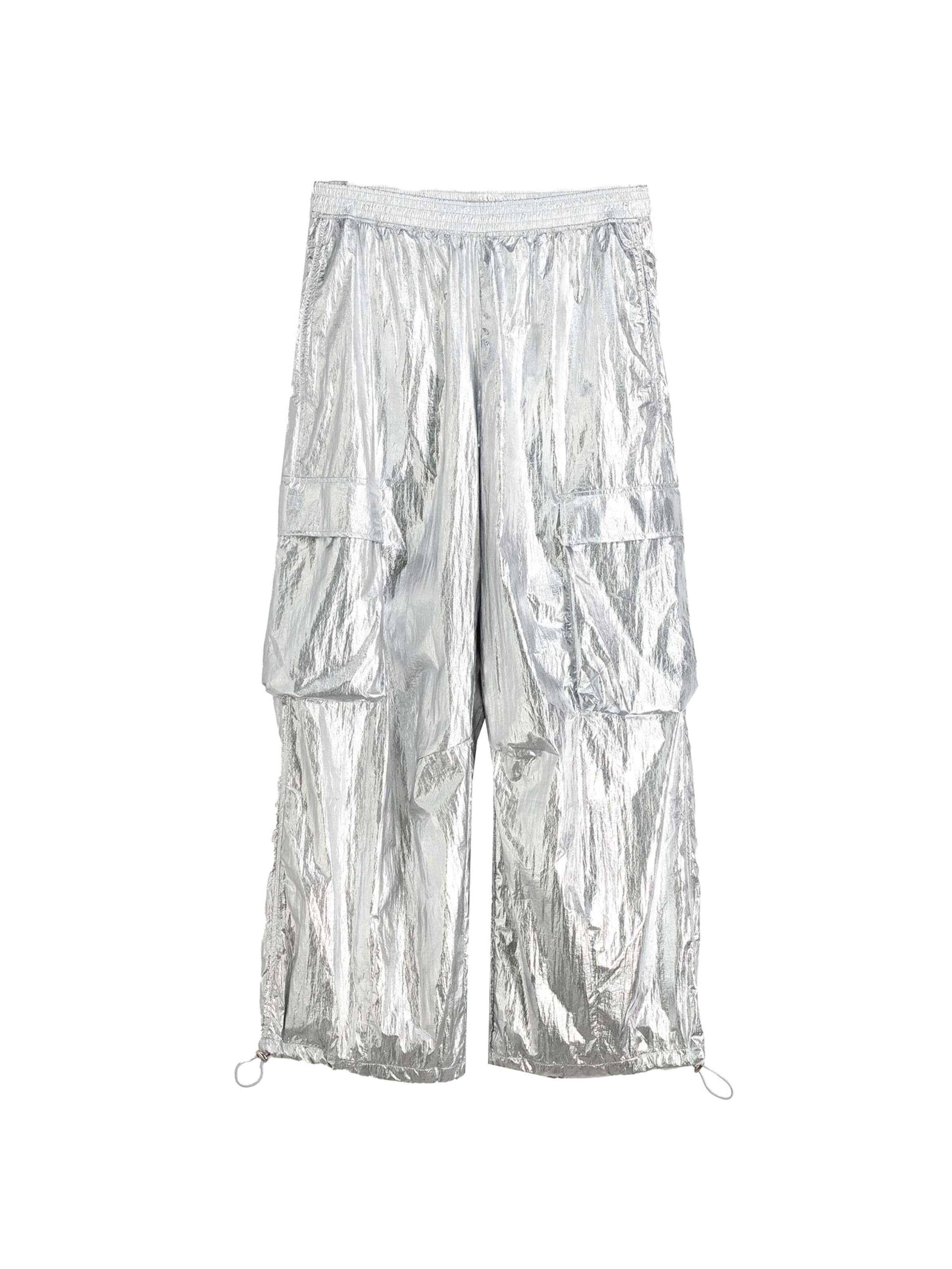 Loosefit Pantalon cargo Bershka en Argent ABOUT YOU