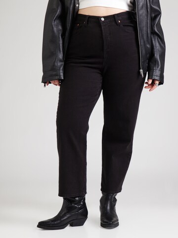 Levi's® Plus Tapered Jeans 'RIBCAGE STRAIGHT' i svart: framsida