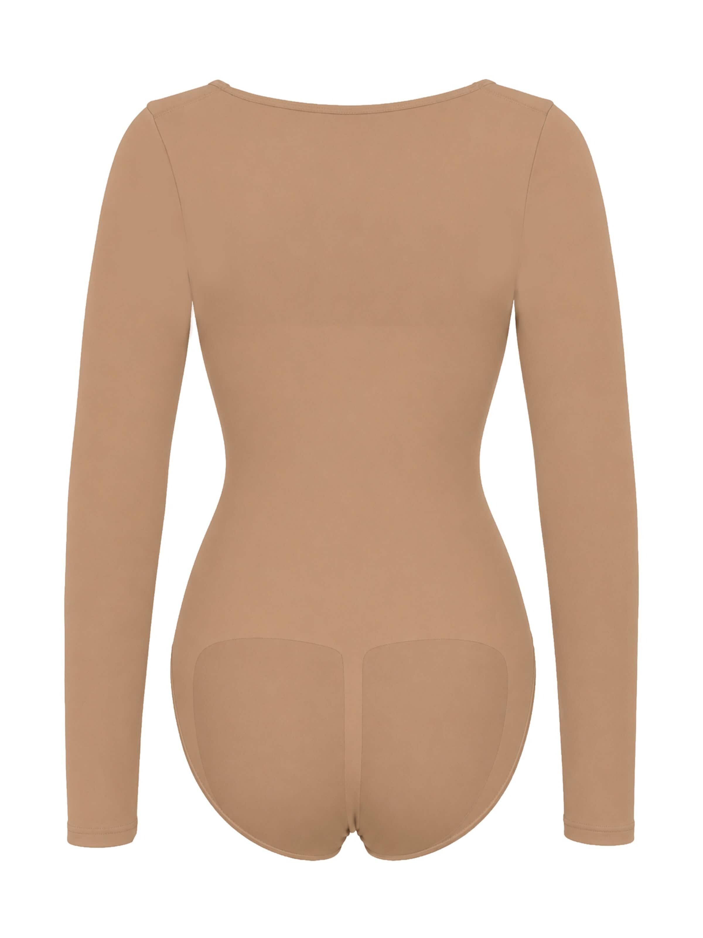 Body modellante 'Longsleeve Sculpting Bodysuit with Slip' di cfab in beige